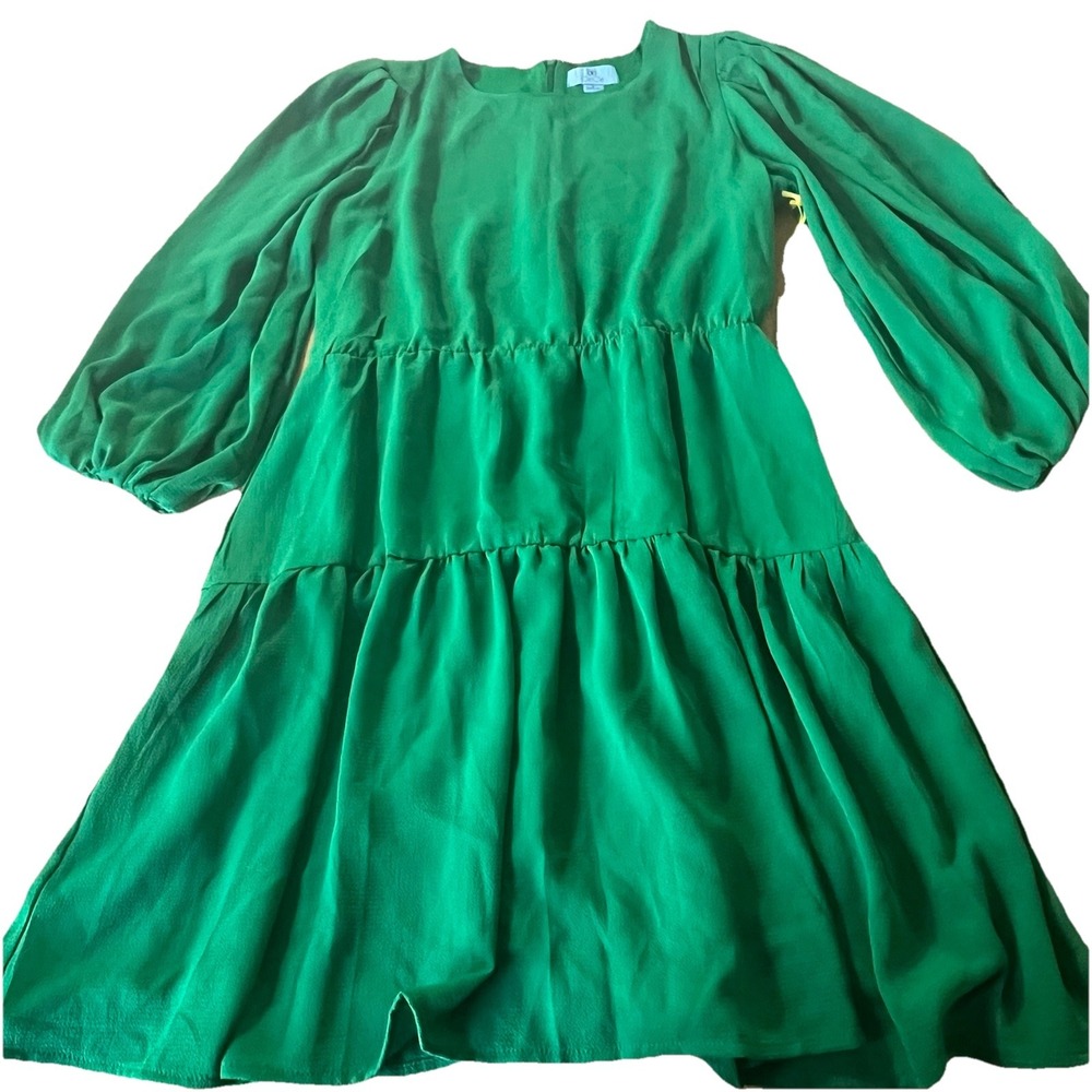 CeCe NWT Tiered Puff Sleeve Dress S Green Cottagecore Poetcore Boho Fairy Whimsi